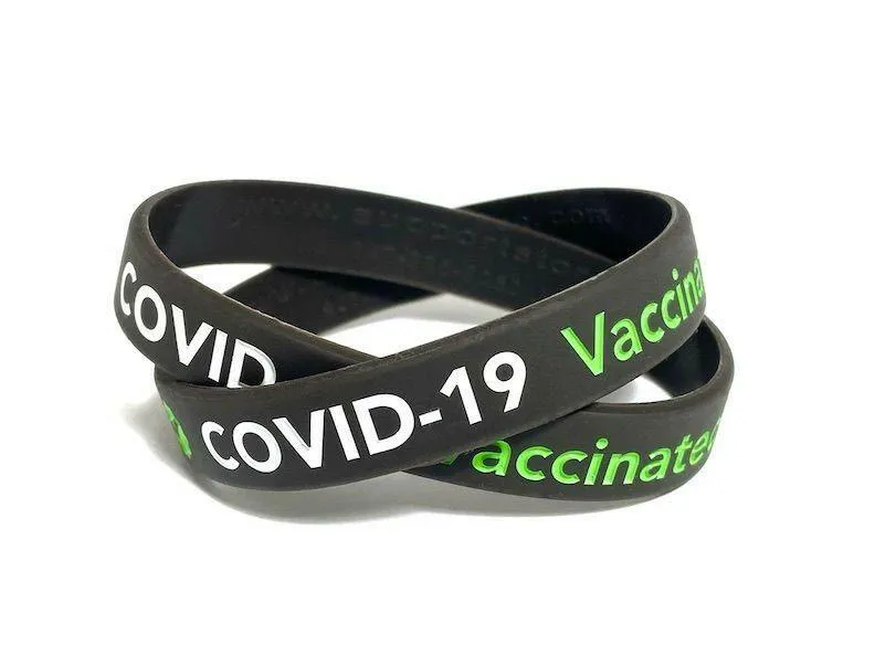 ✔ Covid-19 Vaccinated Rubber Wristband - Youth 7"