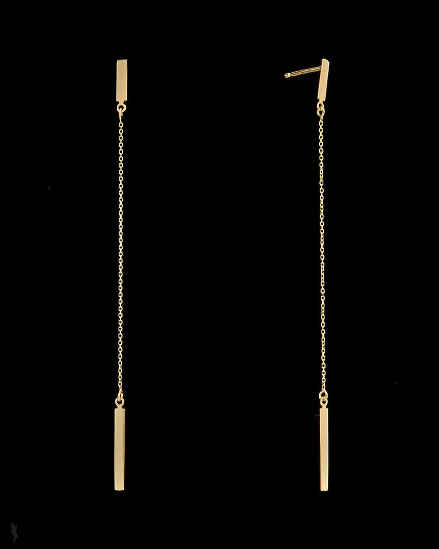 14K Italian Gold Bar Dangle Earrings