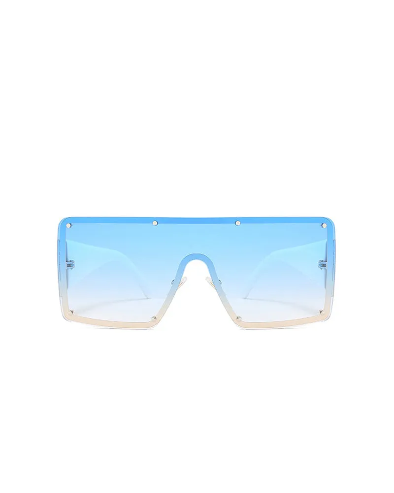 1Pair Quilted Decor Rimless Tinted Lens Sunglasses