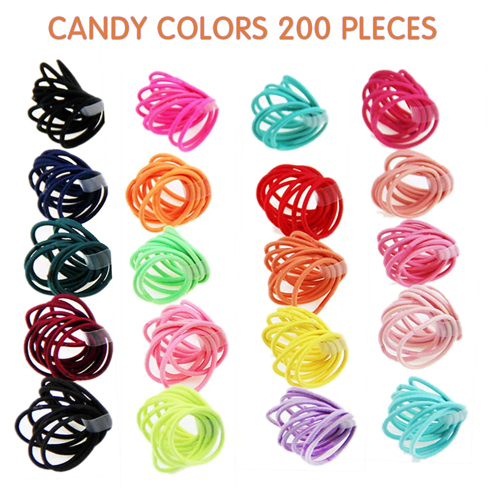 200PCS Elastic Hair Ties, No Crease Hair Small Ponytail Holders for Kids Girls Baby Toddler, Multicolor, Christmas Gifts Holiday