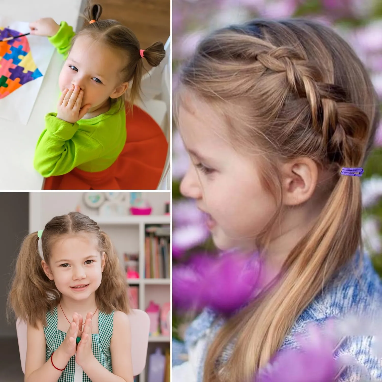200PCS Elastic Hair Ties, No Crease Hair Small Ponytail Holders for Kids Girls Baby Toddler, Multicolor, Christmas Gifts Holiday