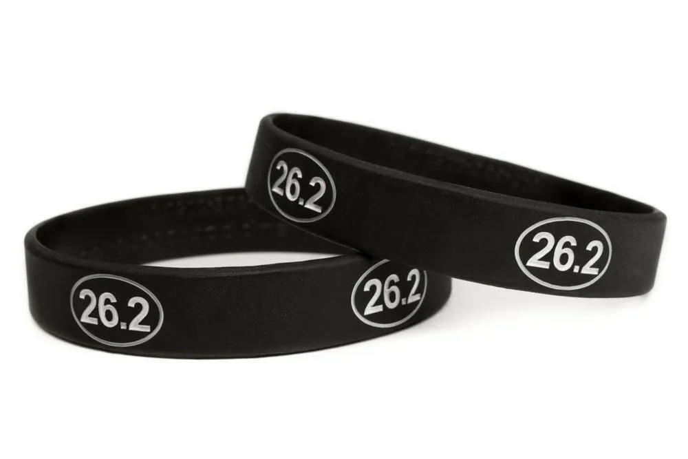 26.2 Marathon Run Training Rubber Wristband - Adult 8"