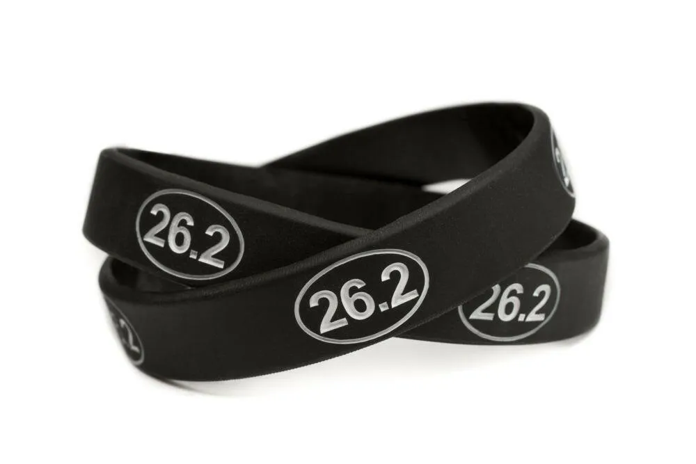 26.2 Marathon Run Training Rubber Wristband - Adult 8"