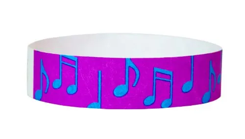 3/4" Tyvek® Wristbands - Music Notes