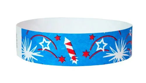 3/4" Tyvek® Wristbands - Patriotic Fireworks