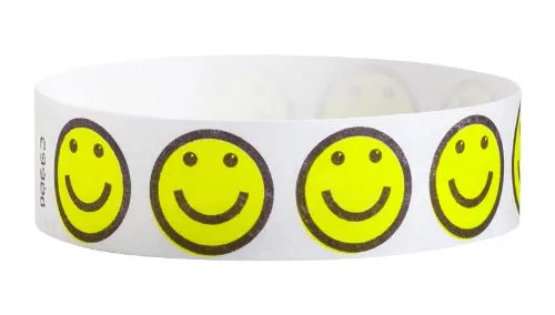 3/4" Tyvek® Wristbands - Smiley Happyface