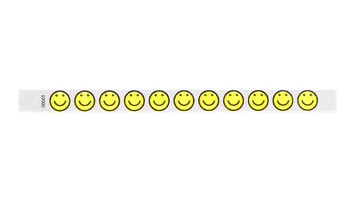 3/4" Tyvek® Wristbands - Smiley Happyface