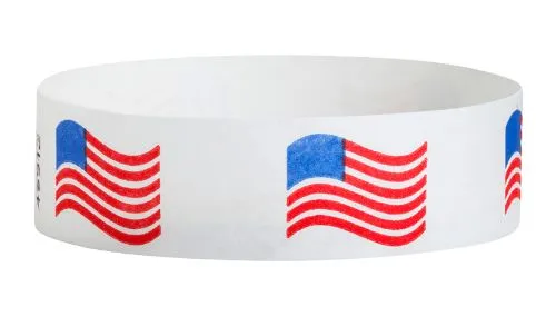 3/4" Tyvek® Wristbands - Wavy Flags
