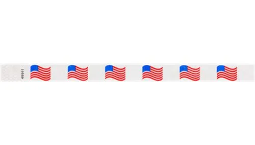 3/4" Tyvek® Wristbands - Wavy Flags