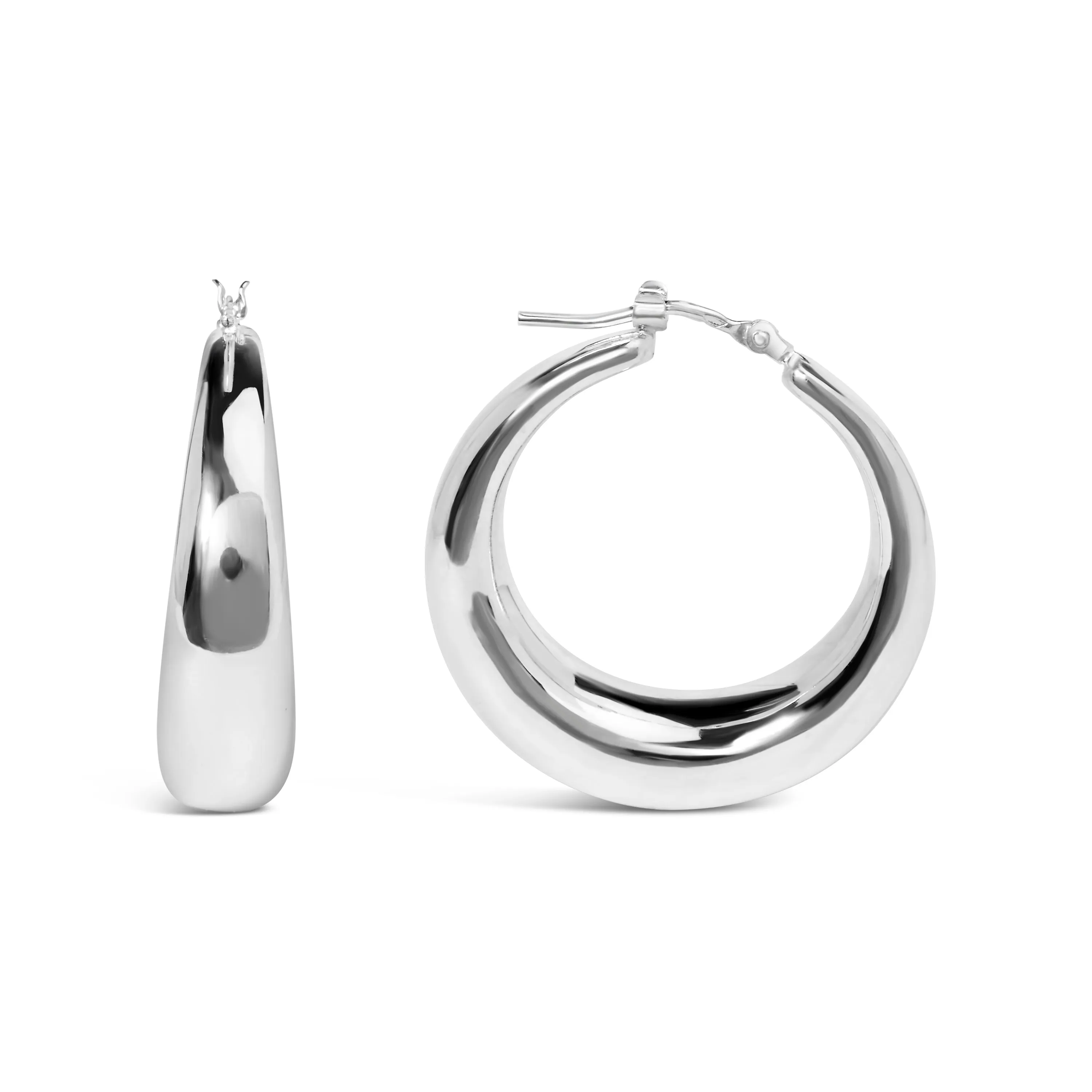.925 Sterling Silver Graduated Hoop Earrings