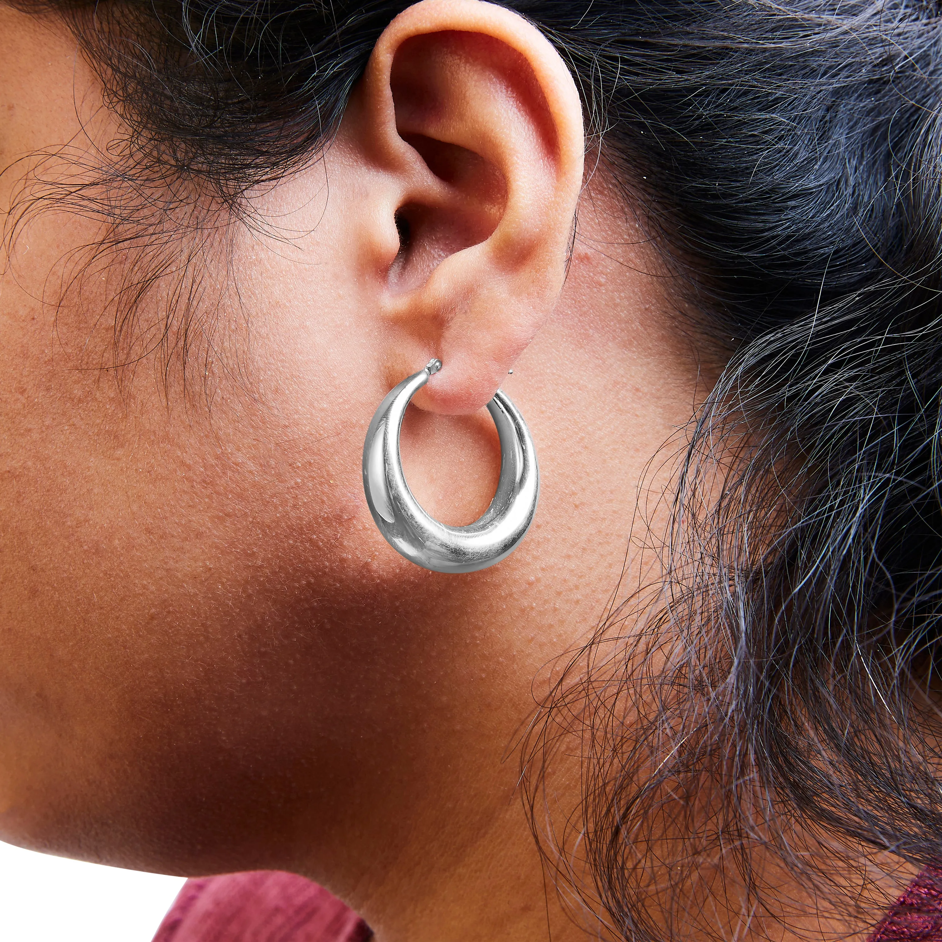 .925 Sterling Silver Graduated Hoop Earrings