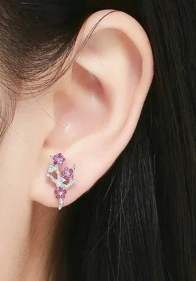 925 Sterling Silver Plum Stud Earrings
