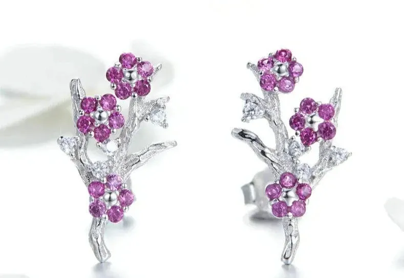 925 Sterling Silver Plum Stud Earrings