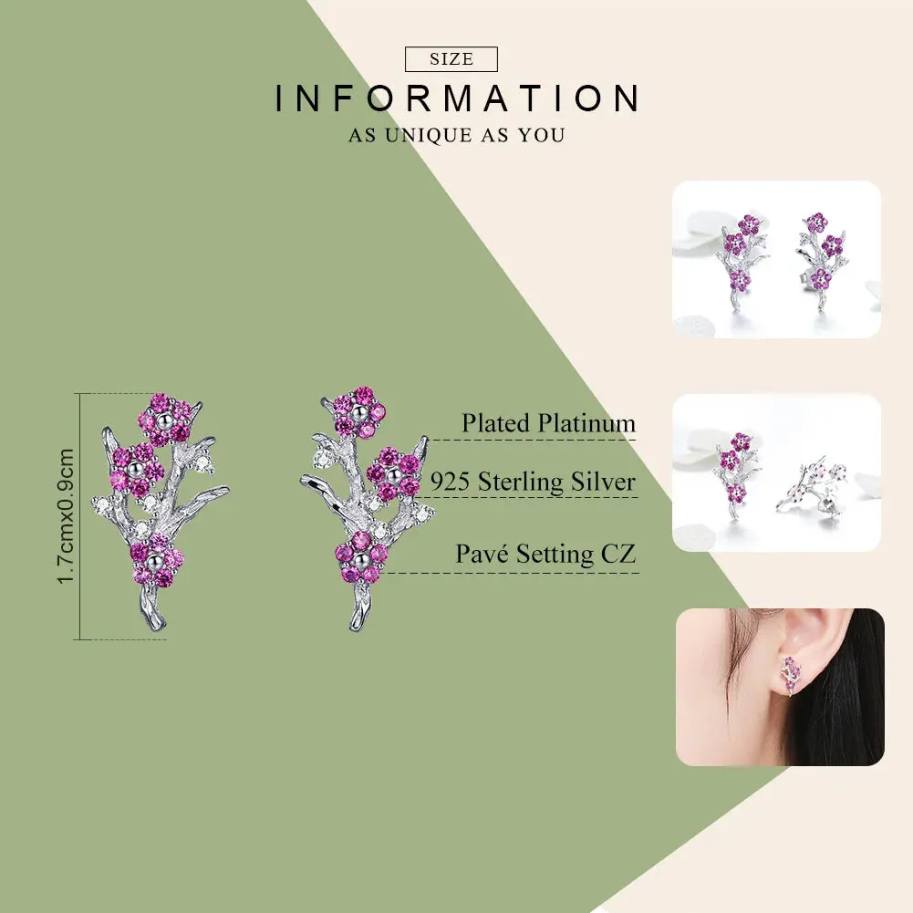 925 Sterling Silver Plum Stud Earrings