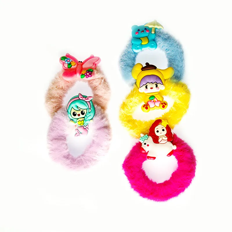 ASSORTED FUR HAIR TIES