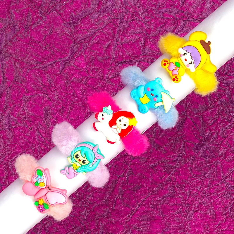 ASSORTED FUR HAIR TIES