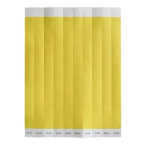 Bar Maid WB-100Y-S No Tear Wristbands, 3/4"W X 9.5"L Tyvek, Sequentially Numbered — Yellow Solid, 500 Bands/Pack