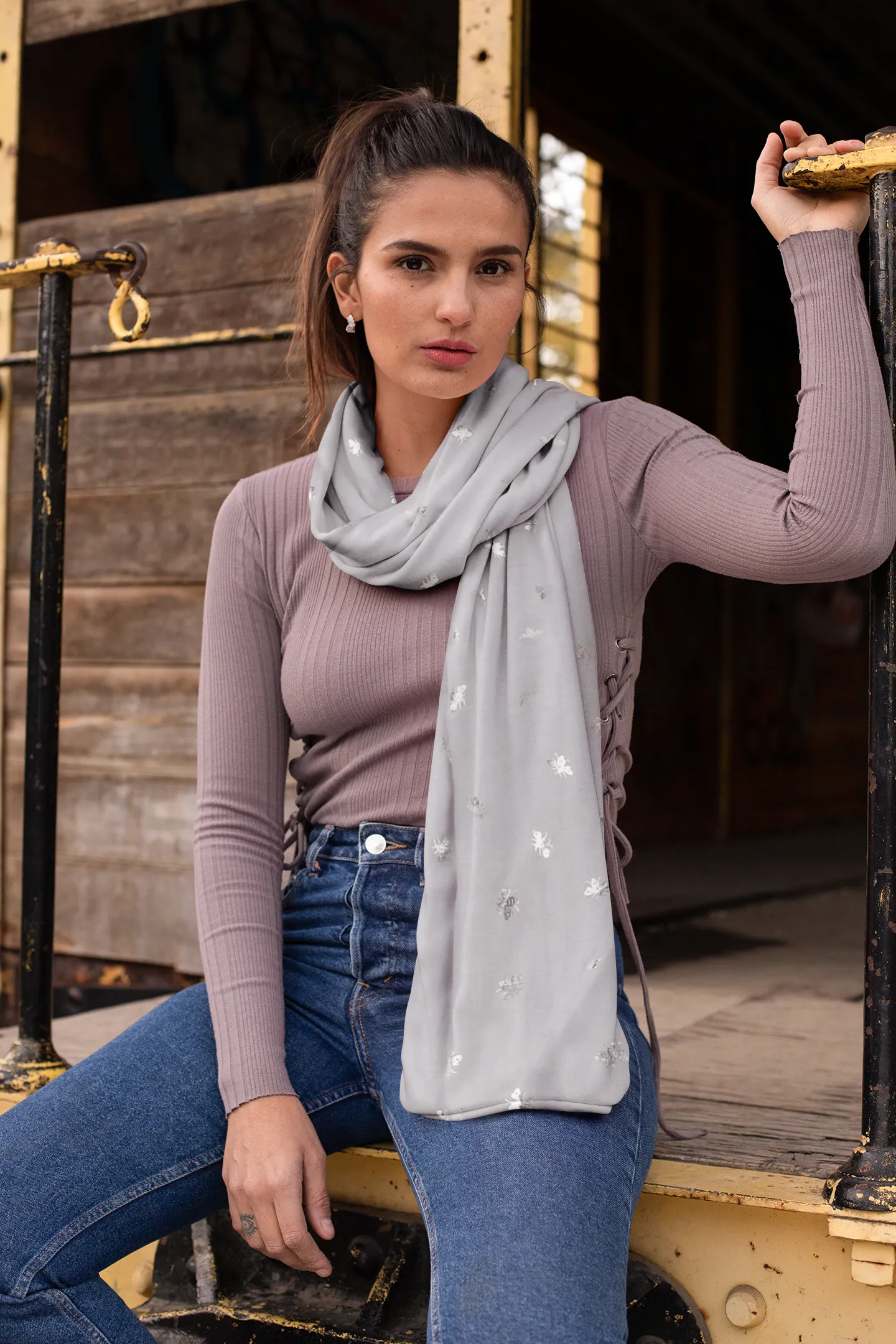 Bee's Silver Foiled Scarf