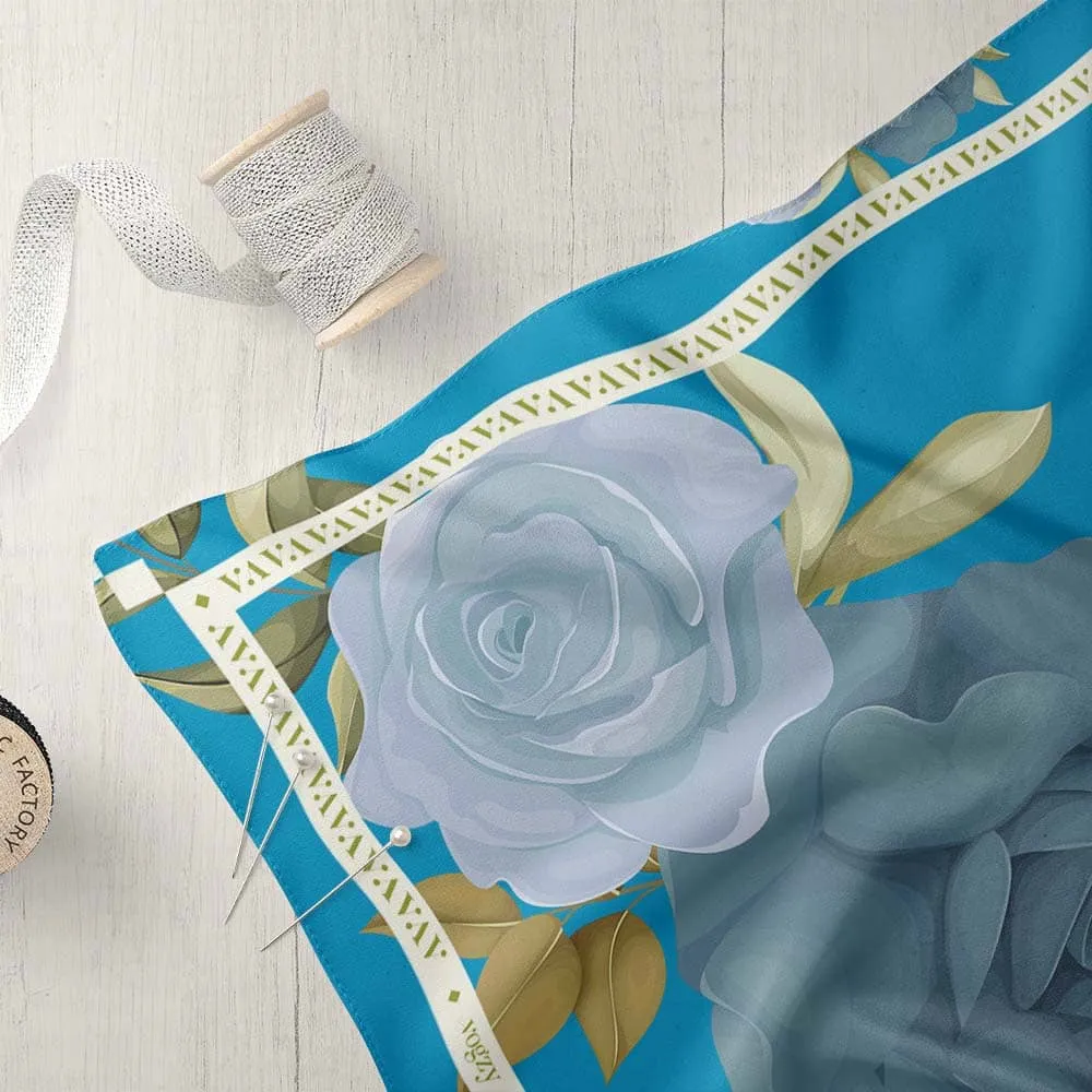 Blue Leaf Digital Print Ultra Muslin Scarf