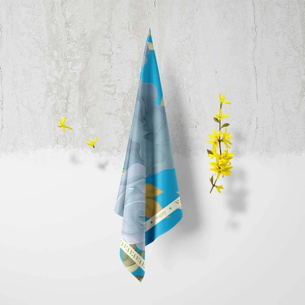 Blue Leaf Digital Print Ultra Muslin Scarf