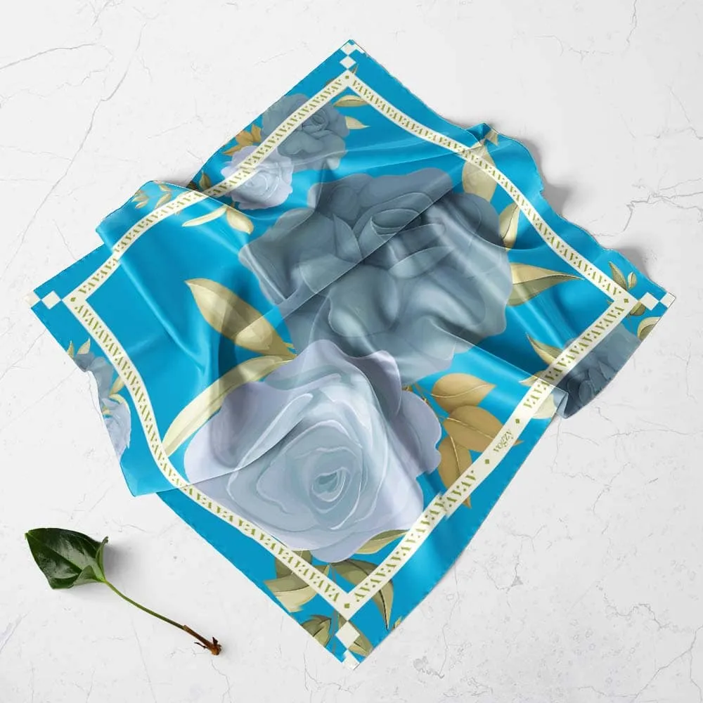 Blue Leaf Digital Print Ultra Muslin Scarf