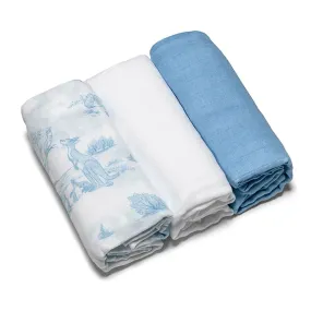 Boori Muslin Cloths (3Pk) - Making Friends Blue