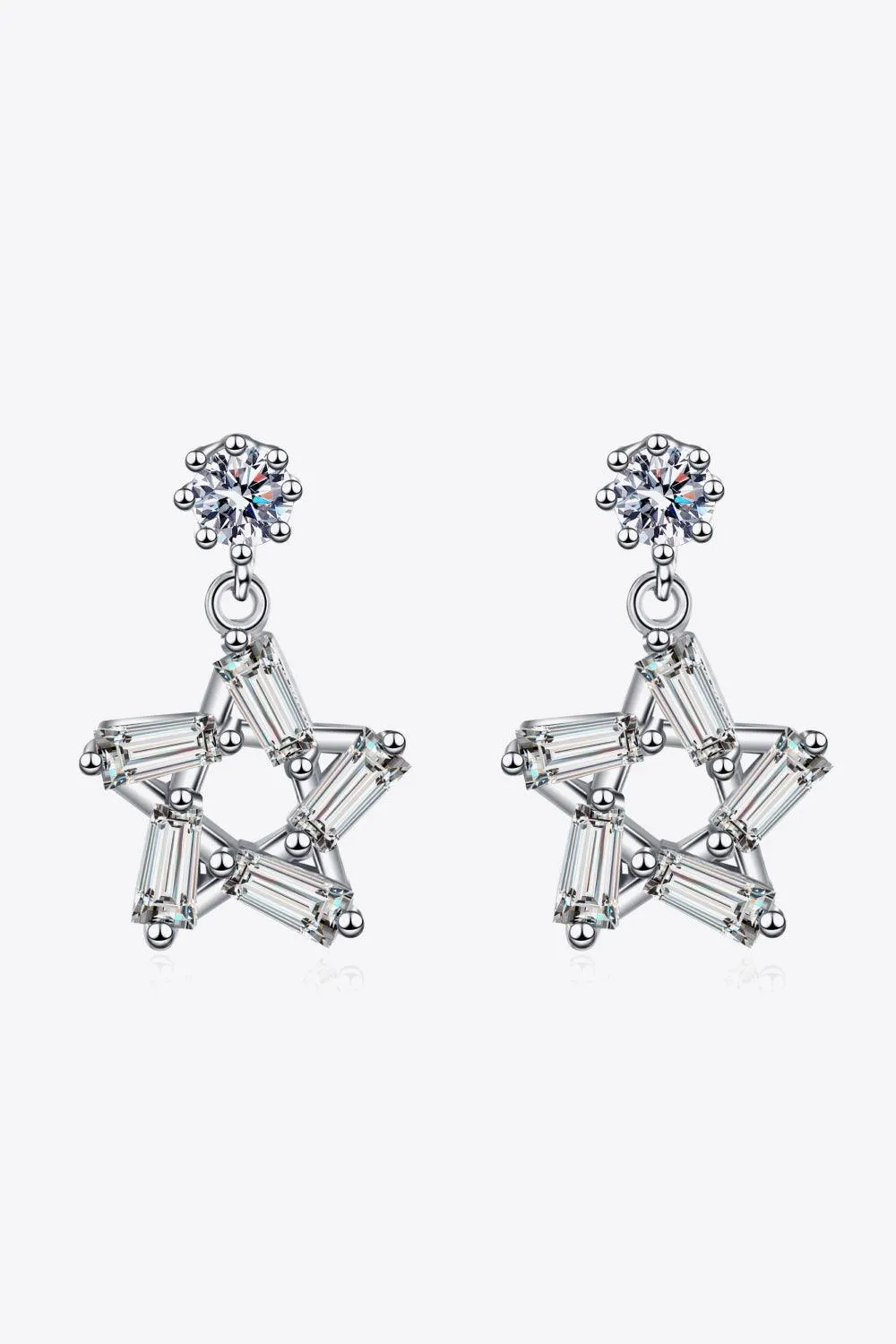 Brilliant Moissanite Silver Starburst Earrings for Timeless Elegance