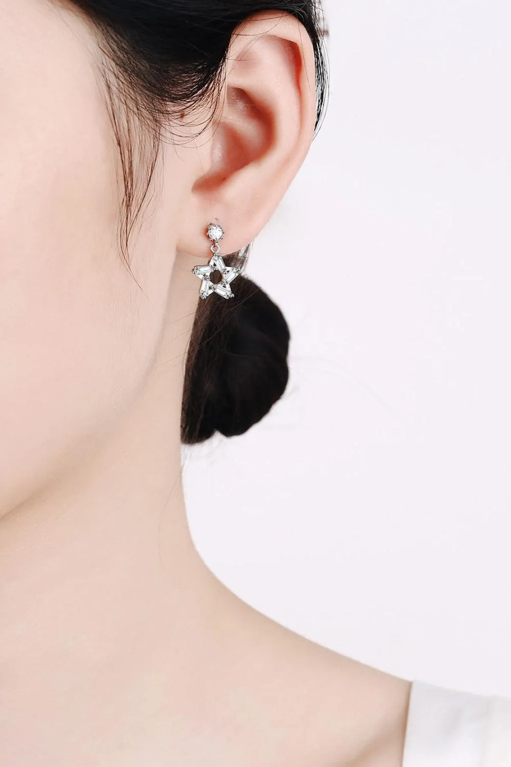 Brilliant Moissanite Silver Starburst Earrings for Timeless Elegance