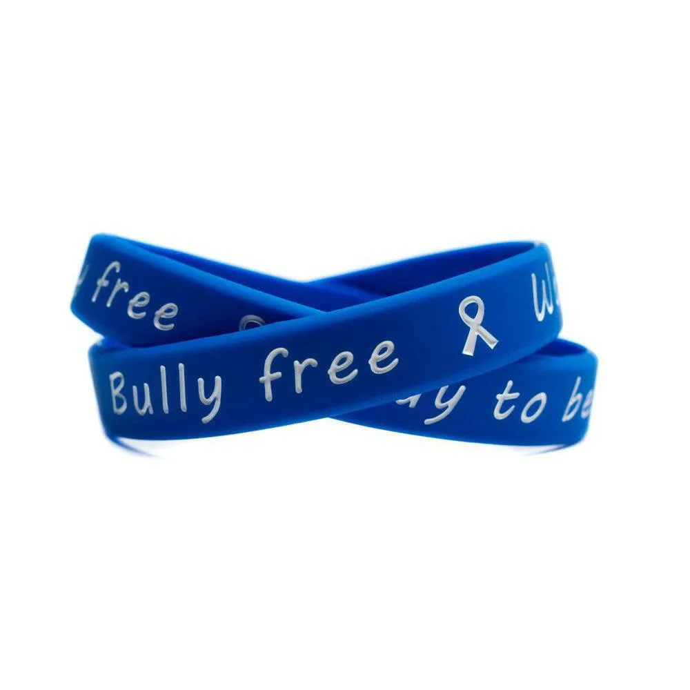 Bully free - Way to be! Blue and White Wristband - Youth 7"