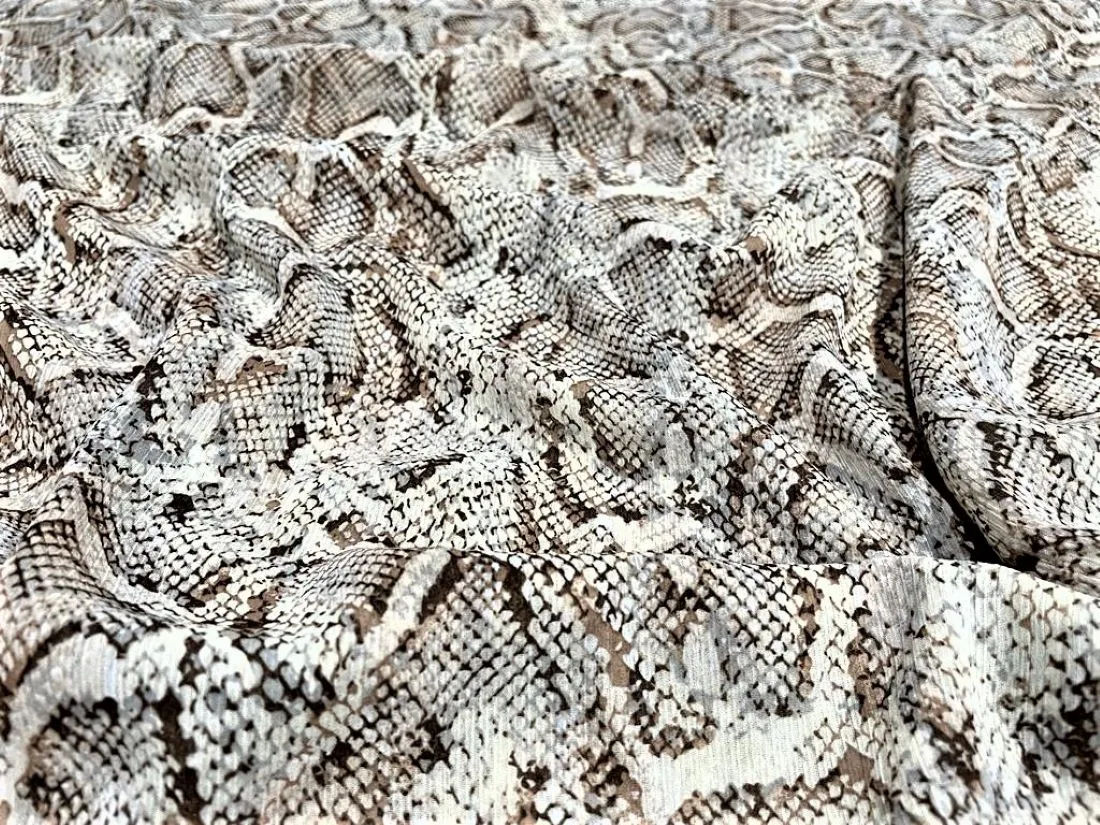 Chiffon printed  BROWN SNAKE PRINT color fabric 58" wide [12243]