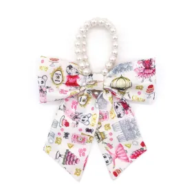 Claris Fashion Print and Pearl Hair Elastic with Bow