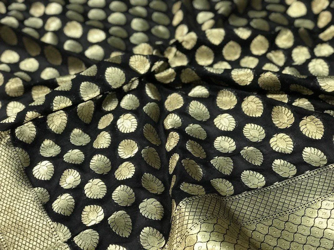 Classy Black Handwoven Banarasi Silk Dupatta - Perfect for Party Wear