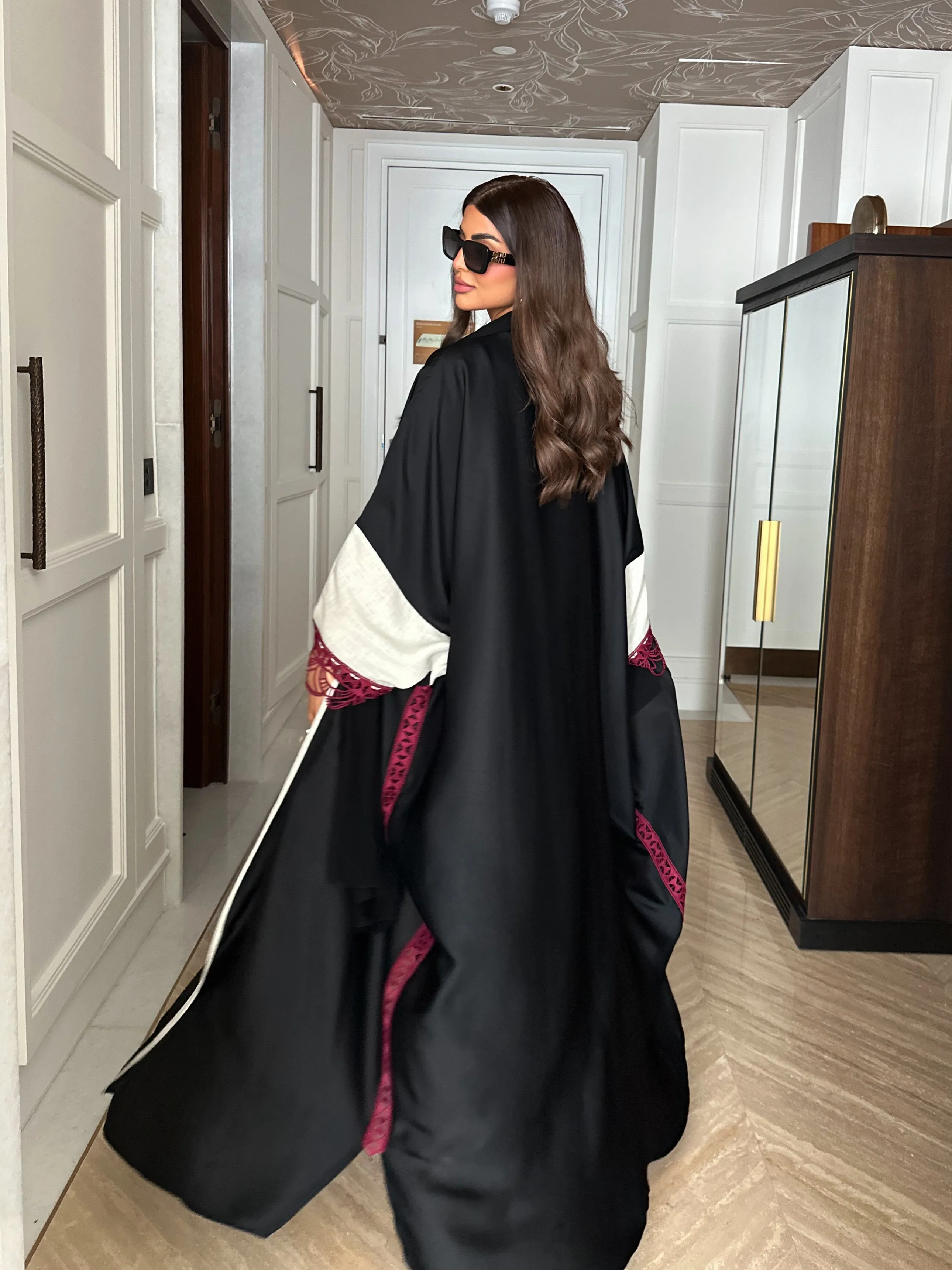 CLASSY MAROON DANTAIL AbAYA #485