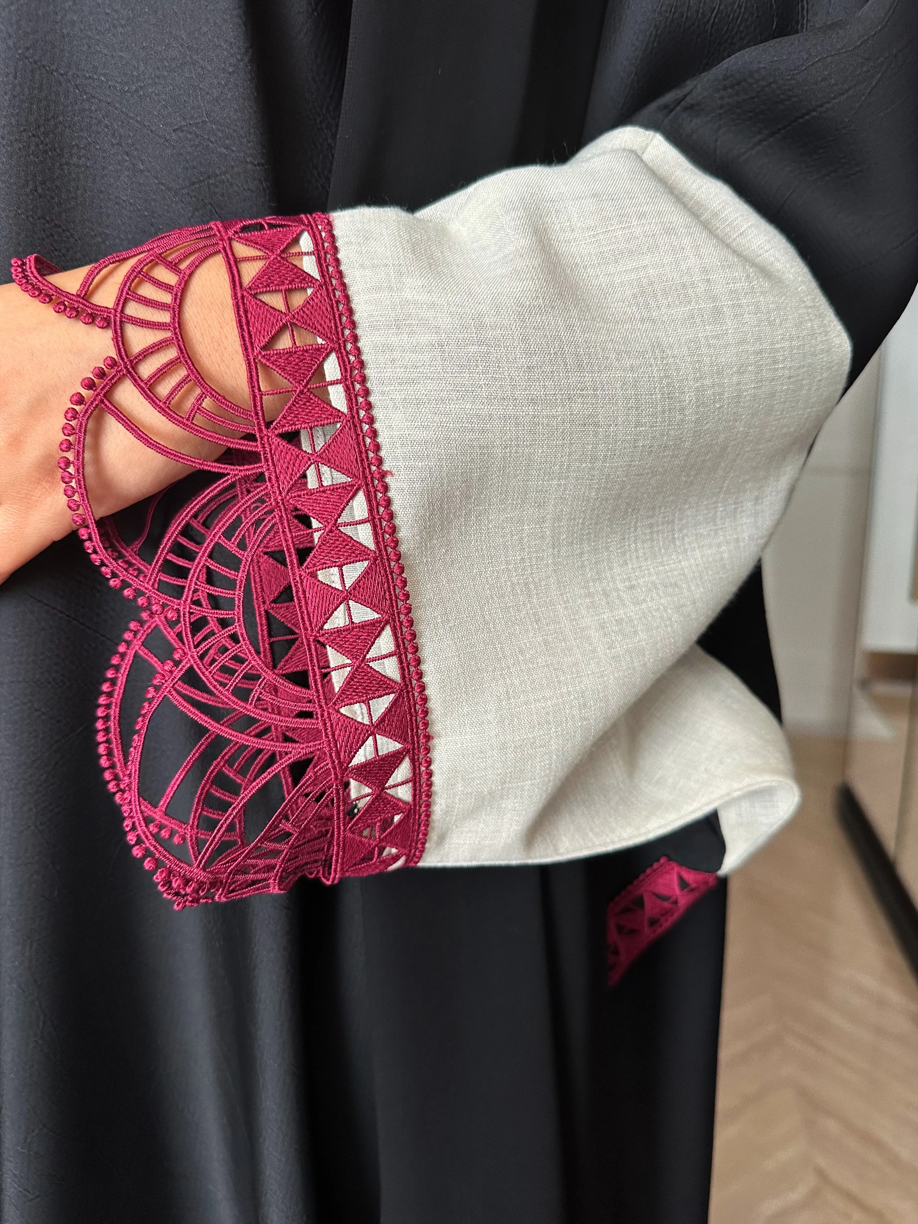 CLASSY MAROON DANTAIL AbAYA #485