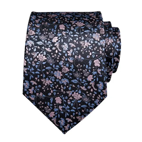 Classy Men Baby Blue Pink Floral Silk Tie