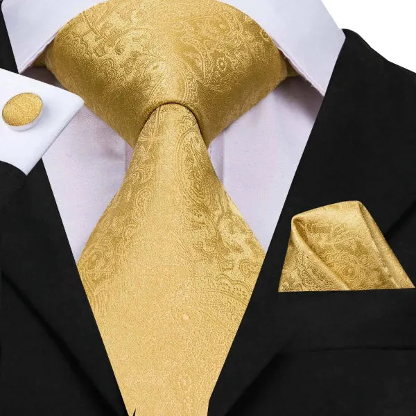 Classy Men Gold Floral Silk Tie
