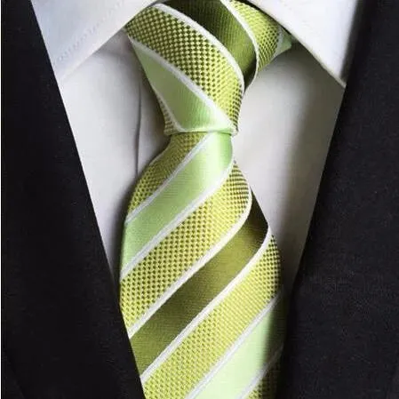 Classy Men Green Striped Silk Tie