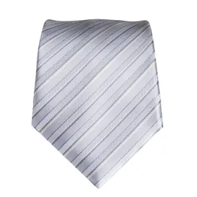 Classy Men Grey White 3D Striped Silk Tie
