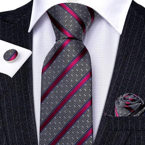 Classy Men Red Striped Designer Silk Tie