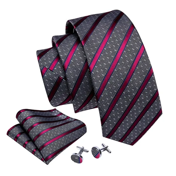 Classy Men Red Striped Designer Silk Tie