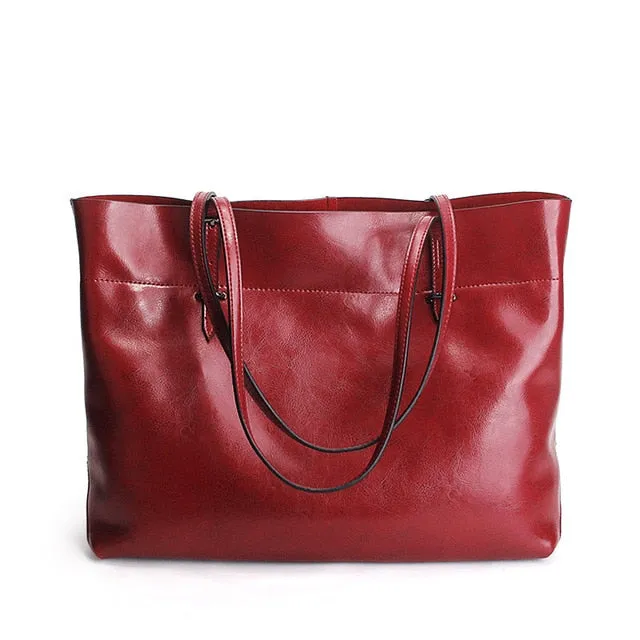 Clean Lines Fashionable Celebrity Minimalist Chic Women Handbag 100% Genuine Leather Female Shoulder Purse Large Capacity Shopping Bags
