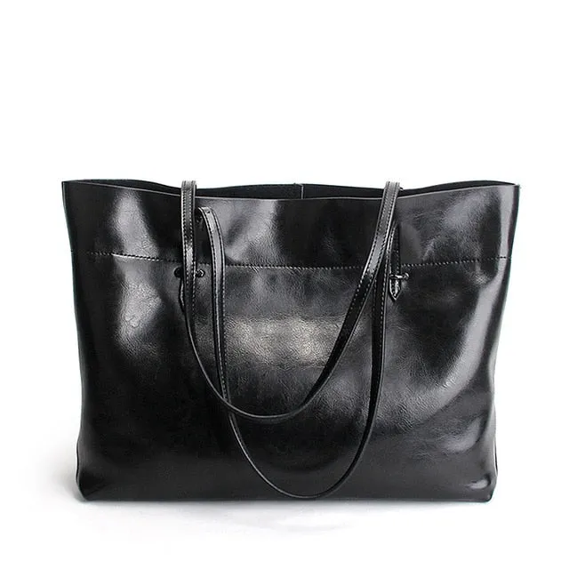 Clean Lines Fashionable Celebrity Minimalist Chic Women Handbag 100% Genuine Leather Female Shoulder Purse Large Capacity Shopping Bags