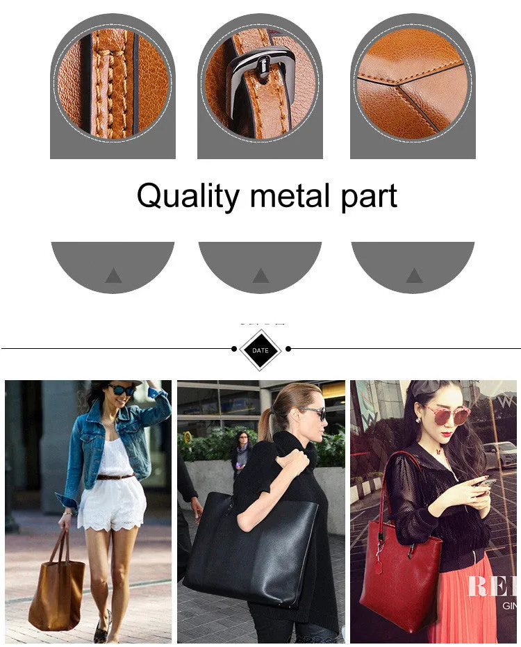 Clean Lines Fashionable Celebrity Minimalist Chic Women Handbag 100% Genuine Leather Female Shoulder Purse Large Capacity Shopping Bags