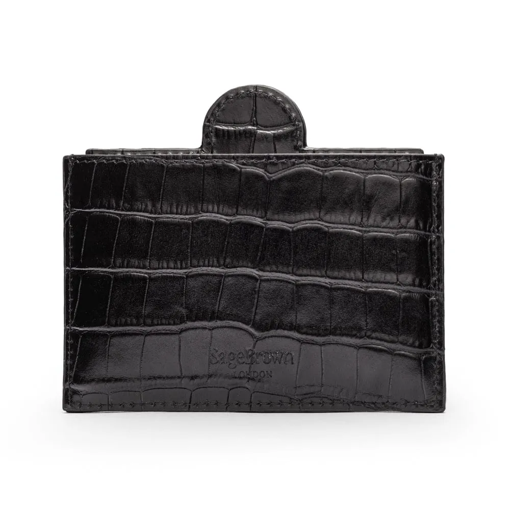 Compact Leather Mirror - Black Croc