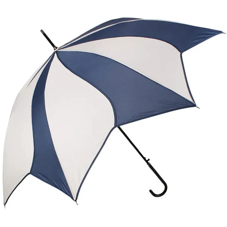 Cream and Navy Swirl Walking Stick Umbrella