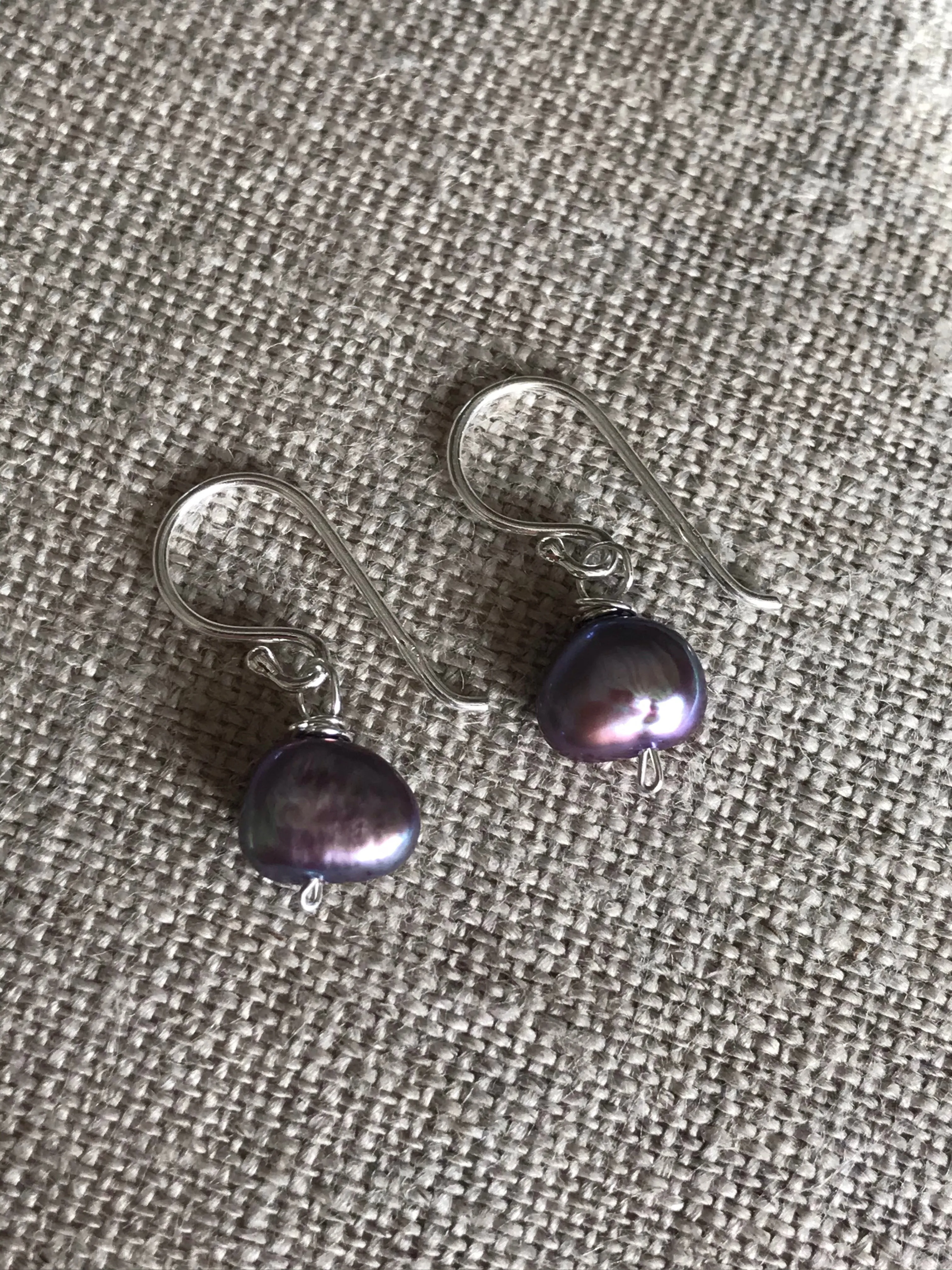 Dark Grey Freshwater Pearl Earrings