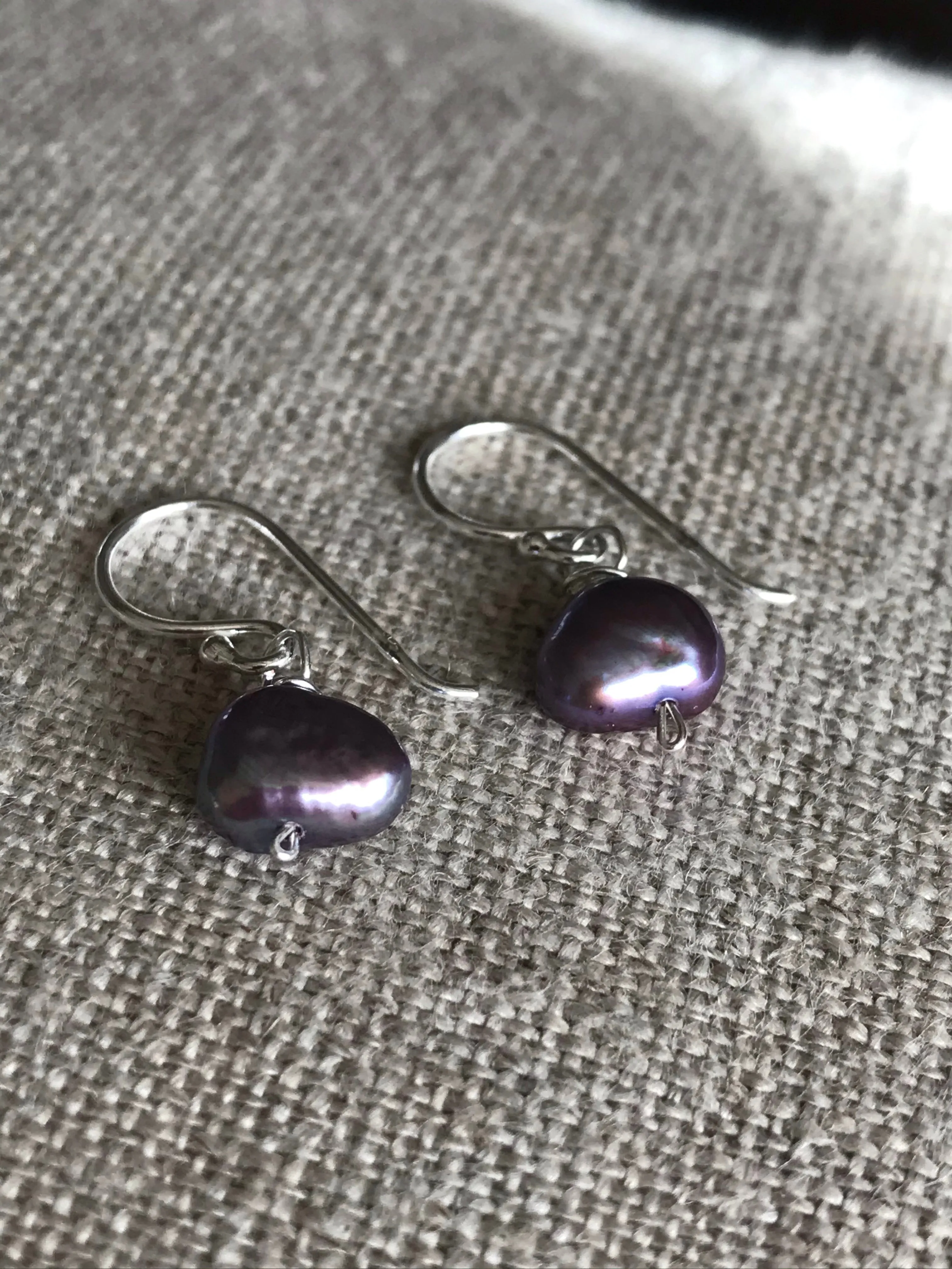 Dark Grey Freshwater Pearl Earrings