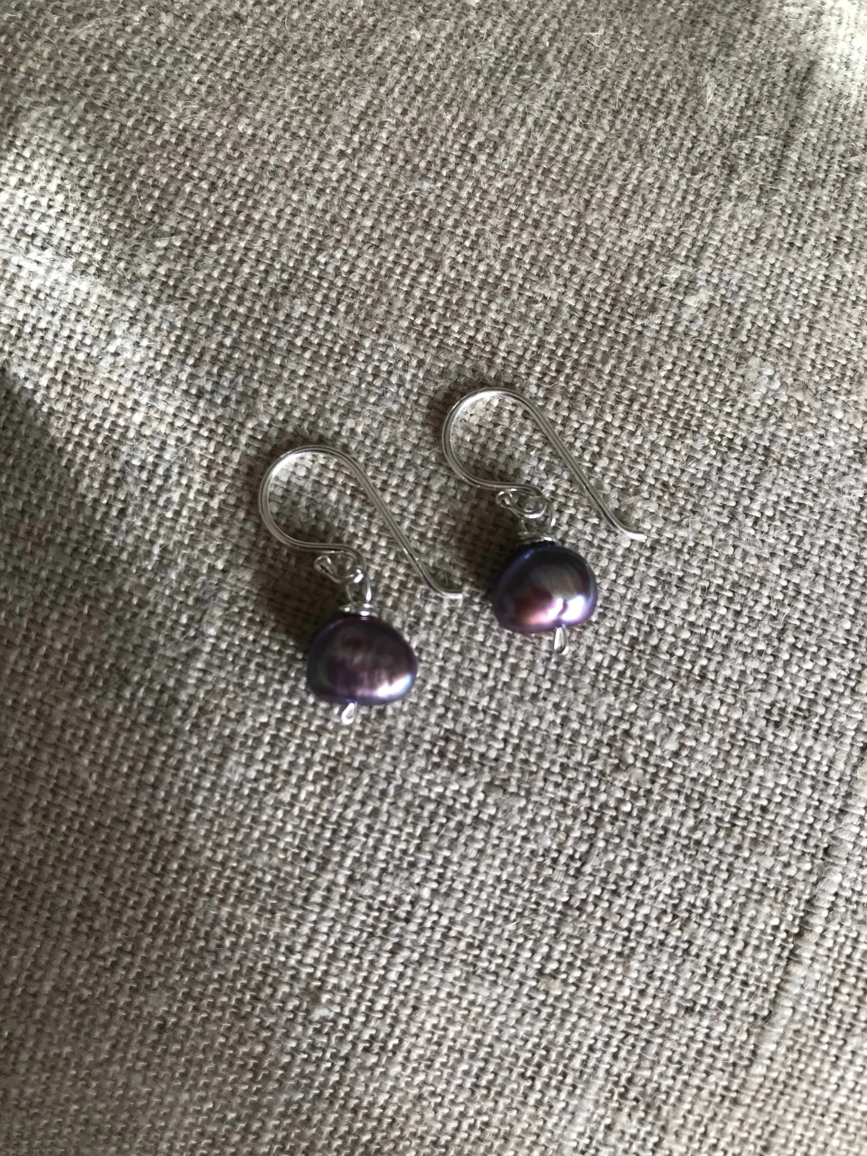 Dark Grey Freshwater Pearl Earrings