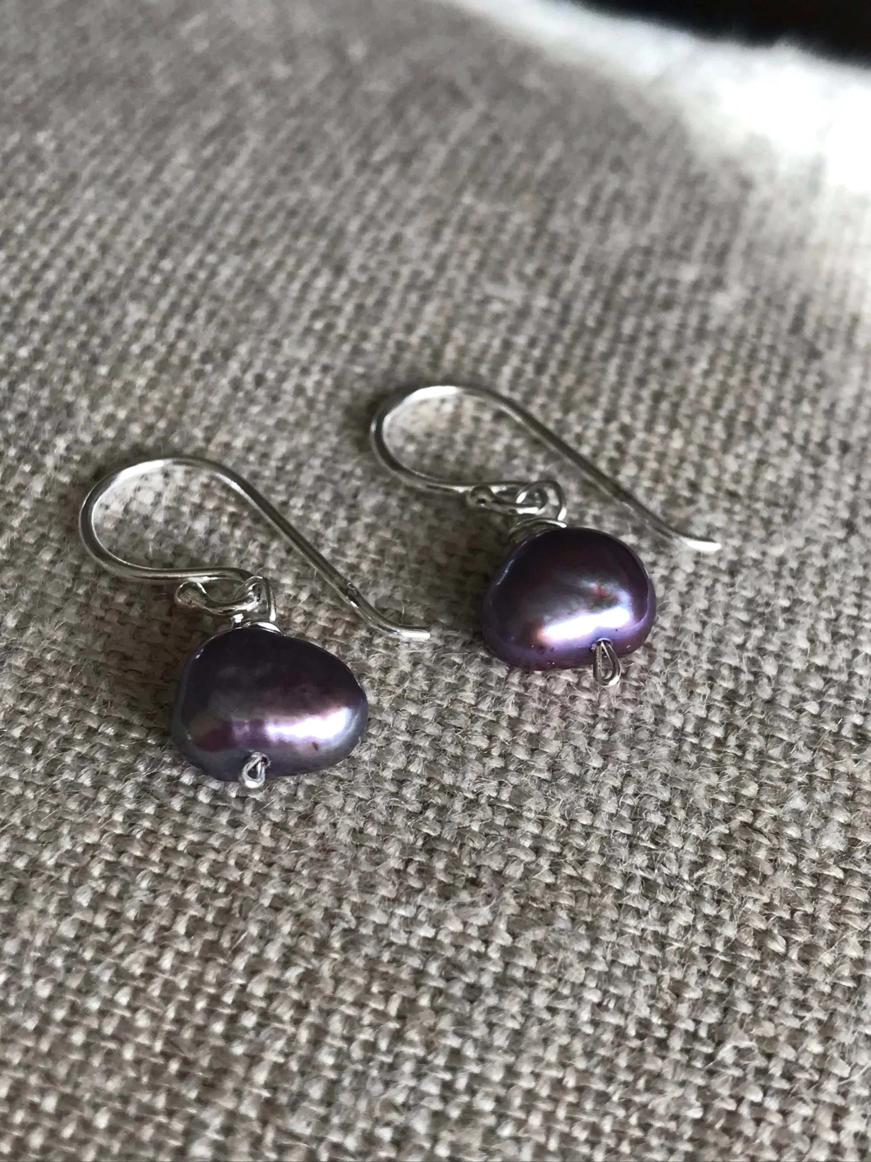 Dark Grey Freshwater Pearl Earrings