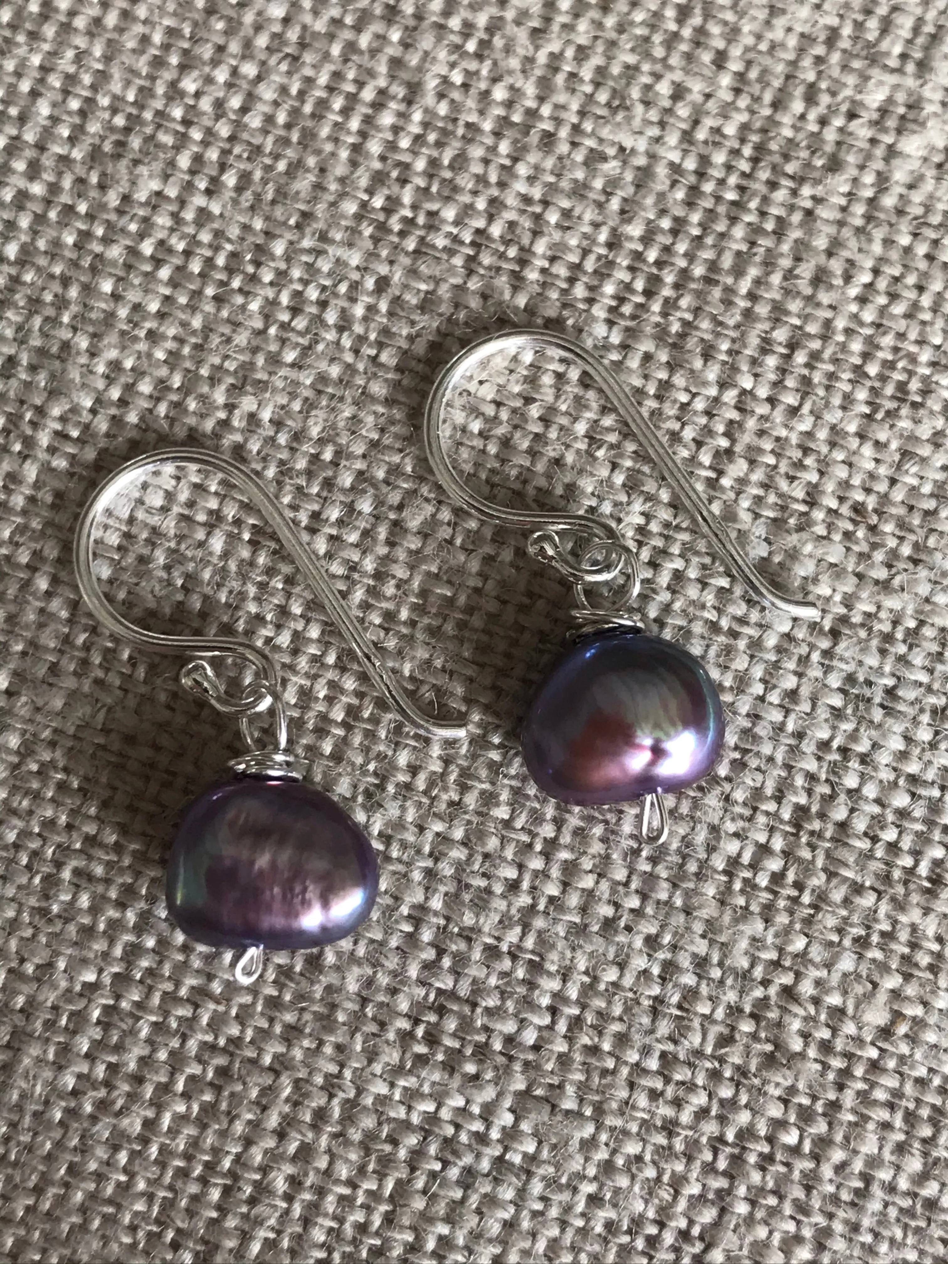 Dark Grey Freshwater Pearl Earrings